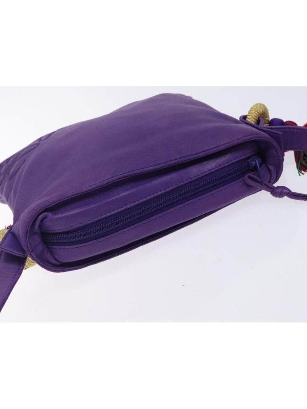 Authentic LOEWE Anagram Shoulder Bag Leather Purple Gold - Picture 3 of 16